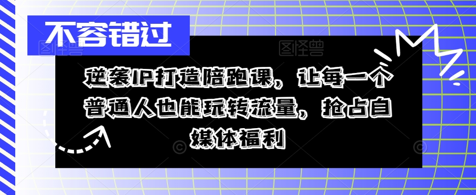 逆袭IP打造陪跑课，让每一个普通人也能玩转流量，抢占自媒体福利-520资源库