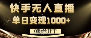 0粉丝开干，快手无人直播，单日变现1k+【揭秘】-520资源库