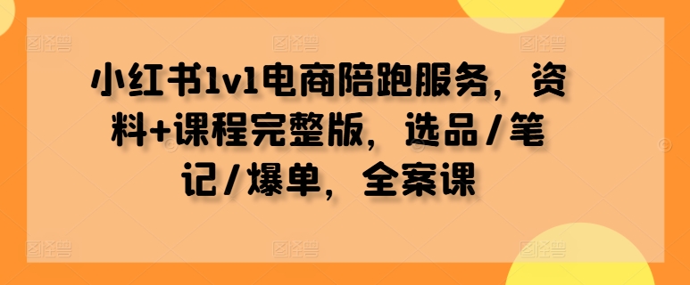 小红书1v1电商陪跑服务，资料+课程完整版，选品/笔记/爆单，全案课-520资源库