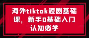 海外tiktok短剧基础课，新手0基础入门认知必学-520资源库