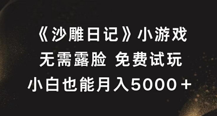 《沙雕日记》小游戏，无需露脸免费试玩，小白也能月入5000+【揭秘】-520资源库