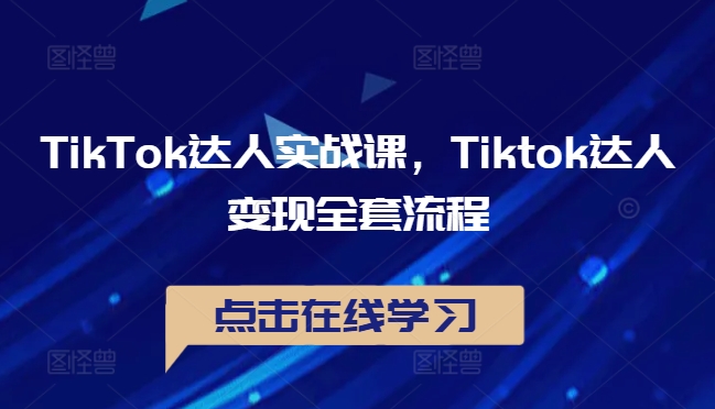 TikTok达人实战课，Tiktok达人变现全套流程-520资源库