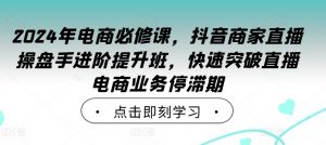2024年电商必修课，抖音商家直播操盘手进阶提升班，快速突破直播电商业务停滞期-520资源库