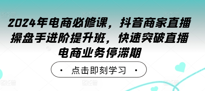 2024年电商必修课，抖音商家直播操盘手进阶提升班，快速突破直播电商业务停滞期-520资源库