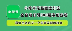 小绿书无脑搬运引流，全自动日引500精准创业粉，微信生态内又一个闷声发财的机会【揭秘】-520资源库