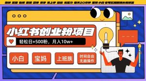 小红书创业粉项目日+500粉，每天20分钟躺赚长尾收益，无脑操作，宝妈，小白抓紧冲【揭秘】-520资源库