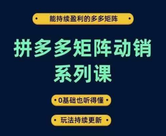 拼多多矩阵动销系列课，能持续盈利的多多矩阵，0基础也听得懂，玩法持续更新-520资源库