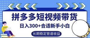 拼多多短视频带货日入300+有长期稳定被动收益，合适新手小白【揭秘】-520资源库