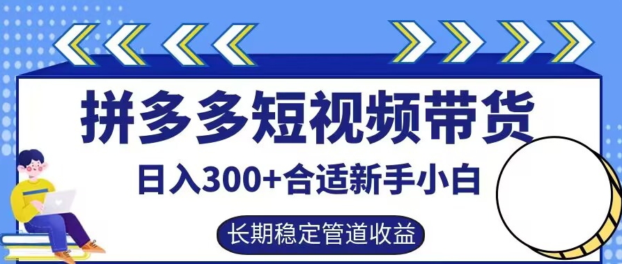 拼多多短视频带货日入300+有长期稳定被动收益，合适新手小白【揭秘】-520资源库