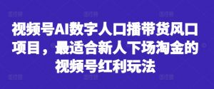 视频号AI数字人口播带货风口项目,最适合新人下场淘金的视频号红利玩法-520资源库