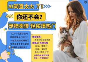 小红书AI宠物卖惨打工项目，一键生成轻松爆热门，专撩温柔多金小姐姐，私域转化率超高-520资源库