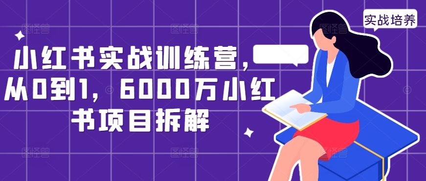 小红书实战训练营，从0到1，6000万小红书项目拆解-520资源库