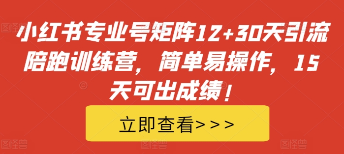 小红书专业号矩阵12+30天引流陪跑训练营,简单易操作,15天可出成绩!-520资源库