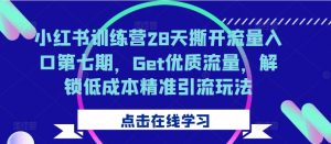 小红书训练营28天撕开流量入口第七期，Get优质流量，解锁低成本精准引流玩法-520资源库