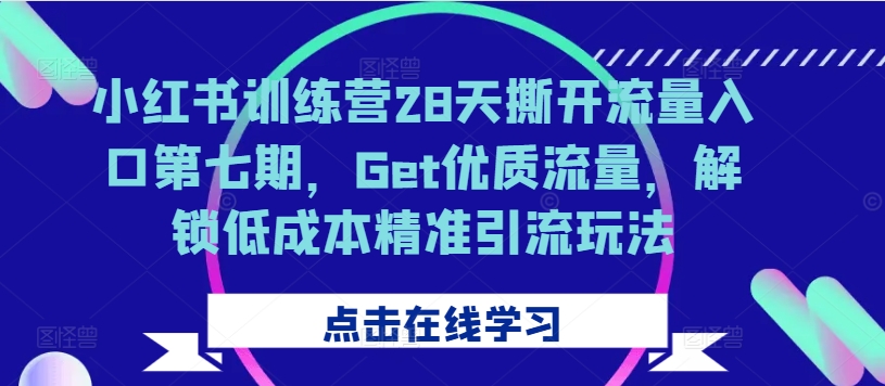 小红书训练营28天撕开流量入口第七期，Get优质流量，解锁低成本精准引流玩法-520资源库