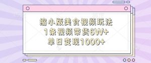 缩小版美食视频玩法，1条视频带货6W+，单日变现1k-520资源库