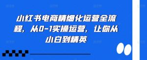 小红书电商精细化运营全流程，从0-1实操运营，让你从小白到精英-520资源库