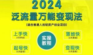 创业变现教学，2024泛流量万能变现法，适合普通人的轻质产创业项目-520资源库