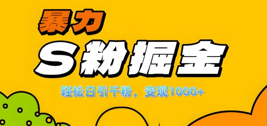 单人单机日引千粉，变现1k+，S粉流量掘金计划攻略【揭秘】-520资源库