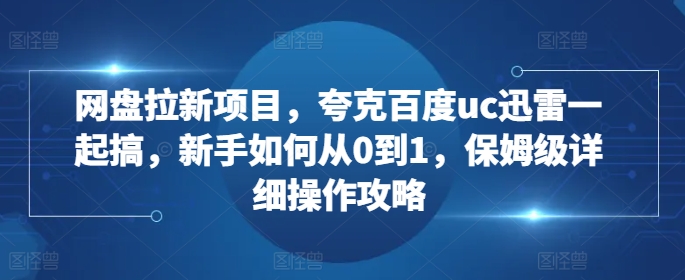 网盘拉新项目，夸克百度uc迅雷一起搞，新手如何从0到1，保姆级详细操作攻略-520资源库