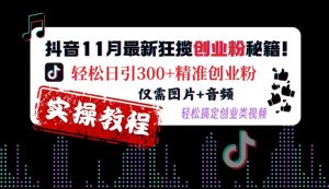 抖音11月最新狂揽创业粉秘籍,轻松日引300+精准创业粉,仅需图片+音频,轻松搞定创业类视频-520资源库