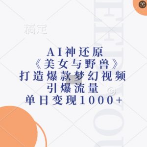 AI神还原《美女与野兽》，打造爆款梦幻视频，引爆流量，单日变现1k-520资源库