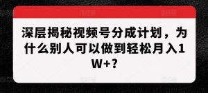 深层揭秘视频号分成计划，为什么别人可以做到轻松月入1W+?-520资源库