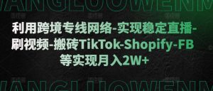 利用跨境专线网络-实现稳定直播-刷视频-搬砖TikTok-Shopify-FB等实现月入2W+【揭秘】-520资源库