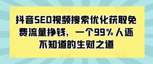 抖音SEO视频搜索优化获取免费流量挣钱，一个99%人还不知道的生财之道-520资源库