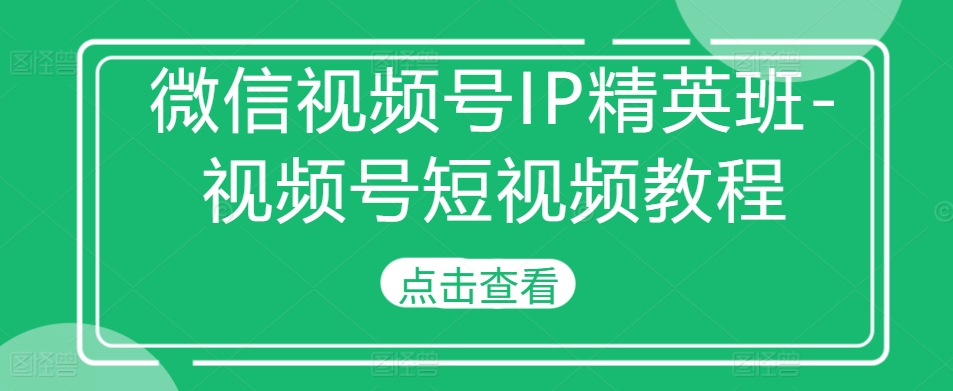 微信视频号IP精英班-视频号短视频教程-520资源库