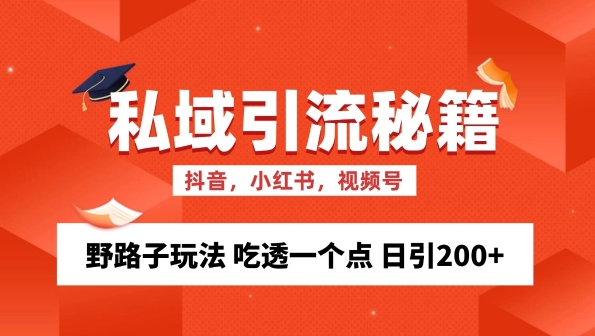私域流量的精准化获客方法 野路子玩法 吃透一个点 日引200+ 【揭秘】-520资源库