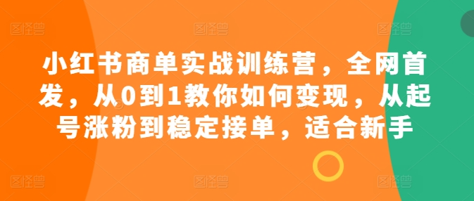 小红书商单实战训练营,全网首发,从0到1教你如何变现,从起号涨粉到稳定接单,适合新手-520资源库