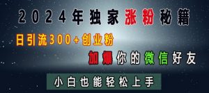 2024年独家涨粉秘籍，日引流300+创业粉，加爆你的微信好友，小白也能轻松上手-520资源库