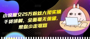 小说推文25万粉丝大佬实操干货讲解,全面毫无保留,帮你少走弯路-520资源库