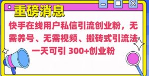 快手最新引流创业粉方法，无需养号、无需视频、搬砖式引流法【揭秘】-520资源库