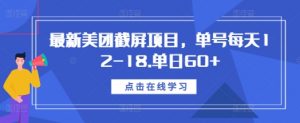 最新美团截屏项目，单号每天12-18.单日60+【揭秘】-520资源库