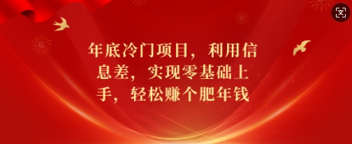 年底冷门项目，利用信息差，实现零基础上手，轻松赚个肥年钱【揭秘】-520资源库