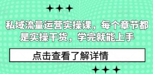 私域流量运营实操课,每个章节都是实操干货,学完就能上手-520资源库