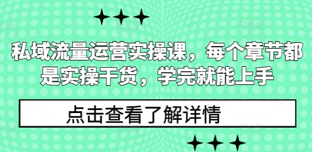 私域流量运营实操课,每个章节都是实操干货,学完就能上手-520资源库