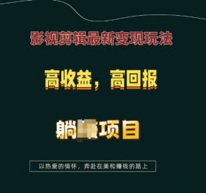 影视剪辑最新变现玩法，高收益，高回报，躺Z项目【揭秘】-520资源库