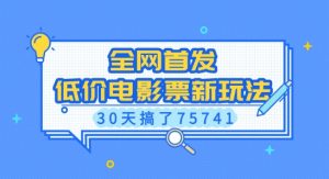 全网首发，低价电影票新玩法，已有人30天搞了75741【揭秘】-520资源库