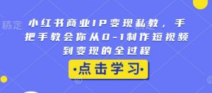 小红书商业IP变现私教,手把手教会你从0-1制作短视频到变现的全过程-520资源库