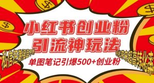 小红书创业粉引流神玩法,单图笔记引爆500+精准创业粉丝,私信狂潮接连不断-520资源库