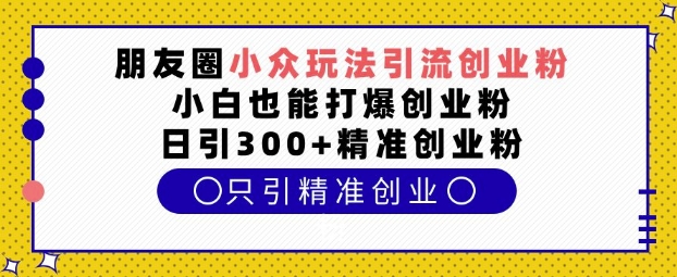 朋友圈小众玩法引流创业粉，小白也能打爆创业粉，日引300+精准创业粉【揭秘】-520资源库