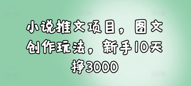 小说推文项目,图文创作玩法,新手10天挣3000-520资源库