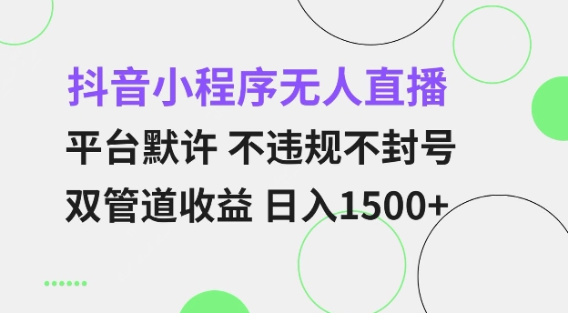 抖音小程序无人直播 平台默许 不违规不封号 双管道收益 日入多张 小白也能轻松操作【仅揭秘】-520资源库