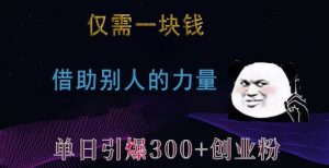 仅需一块钱，借助别人的力量，单日引爆300+创业粉、兼职粉【揭秘】-520资源库