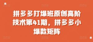 拼多多打爆班原创高阶技术第41期，拼多多小爆款矩阵-520资源库