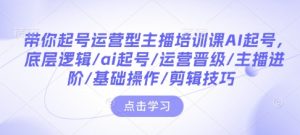 带你起号运营型主播培训课AI起号，底层逻辑/ai起号/运营晋级/主播进阶/基础操作/剪辑技巧-520资源库
