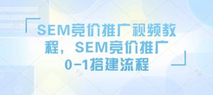 SEM竞价推广视频教程，SEM竞价推广0-1搭建流程-520资源库
